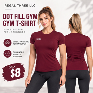 Camiseta Deportiva de Manga Corta para Mujer, Corte Ajustado, Cuello Redondo, con Logotipo Estampado, Secado Rápido, para Entrenamiento - Product Image 1