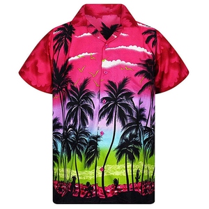 เสื้อเชิ้ตแขนสั้นพิมพ์ลายต้นปาล์มเขตร้อนสำหรับผู้ชาย ทรงปกติ สวมใส่สบาย ระบายอากาศได้ดี ผลิตจากผ้าโพลีเอสเตอร์ทอ - Product Image 1