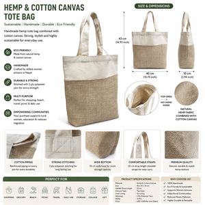 Bolsa de Compras Ecológica de Lona de Algodón, Moderna, Hecha a Mano, con Estampado Serigrafiado, Estilo de Vida Natural, 10oz - Product Image 5