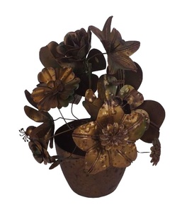 Pot de fleurs décoratif en fer forgé moderne fait main avec des feuilles roses, collections AB, décoration murale pour l'extérieur, la maison et le jardin - Product Image 6