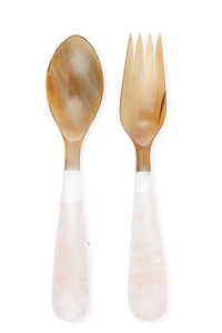 Eco-Friendly Ox & Buffalo Horn <b>Spoon</b> <b>Fork</b> <b>Set</b> | Long Handle Handmade Cutlery | Premium Tableware Manufacturer Export - Product Image 1