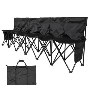 Panchina Pieghevole Portatile a 6 Posti per Calcio con Tasche Multiple, Seduta Leggera da Bordo Campo per Hotel e Palestre - Product Image 1