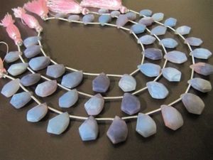 Cuentas facetadas de ópalo azul lavanda natural en forma de mango de 10x15 mm, hebra de 8 pulgadas de largo - Product Image 4