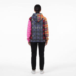 Custom OEM Reversible Hoodie Leopard Print Check Plaid Color Block <b>Zip</b> <b>Up</b> <b>Jacket</b> <b>Women</b> Streetwear Outerwear - Product Image 2