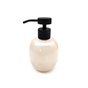 Distributeur de savon rond en marbre d'albâtre de luxe, accessoire de salle de bain moderne et design pour la maison et l'hôtel, prix de gros premium - Product Image 2