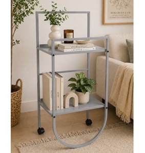 Grey Metal 2 Tier Display Rack <b>Open</b> Shelf Storage Holder for Living Room Bedroom Office Rack for storage 2-tier storage shelf - Product Image 1