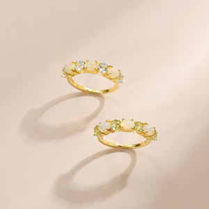 Unisex 18K Solid <b>Gold</b> Rhodium Plated Yellow <b>Opal</b> Gemstone <b>Ring</b> Prong Setting IGI Certified Classic Everyday Wear - Product Image 2