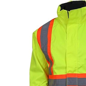 Men Winter Safety Construction Bomber <b>Jacket</b> Reflective Windbreaker High Visibility Worker Multipocket Fireproof Stand Hooded - Product Image 2