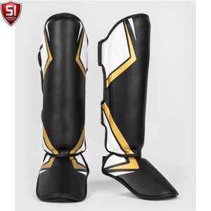 Protège-tibias de boxe pour entraînement de combat, protection de la cheville et du cou-de-pied, chauffe-jambes MMA Muay Thai, protège-tibias légers en PU - Product Image 2