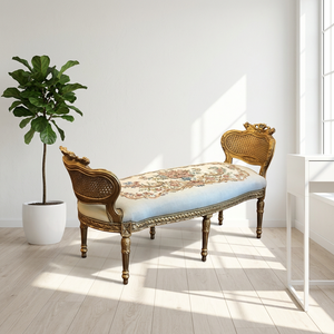 Chaise de salon de style français antique, dossier Queen Anne, assise rembourrée en mousse, pieds en bois, garantie 5 ans, pour chambre et entrée - Product Image 1