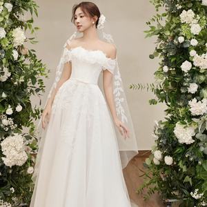 Robe de mariée élégante ligne A OEM haute qualité luxe moderne fleur dentelle conception à la main perles grande taille robes de mariée vintage - Product Image 1