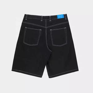 Pantalones Cortos Bermuda de Lona Negros para Hombre, Cintura Media, Cierre con Cordón, Estilo Casual, Bolsillos Delanteros con Logotipo, Tejido de Algodón Transpirable - Product Image 3