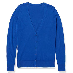 Pull en tricot uni à manches longues, col en V, boutonné, de qualité supérieure, respirant, 100% coton, coupe classique pour femmes - Product Image 3