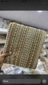 Exquisito Borde de Saree con Encaje Floral Ecológico Hecho a Mano, Adornado con Perlas y Bordado de Precisión, Malla Transparente Premium 100% JK - Product Image 3