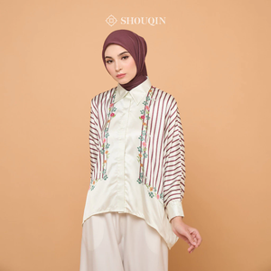 SHOUQIN Isla <b>Women</b> <b>Long</b> <b>Sleeve</b> Batwing Shirt Luxury Armani Silk Casual Formal Blouse Oversized Flowy Elegant Muslimah <b>Tops</b> - Product Image 2