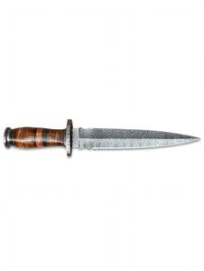 Handcrafted Damascus Steel Symmetrical Kitchen <b>Carving</b> <b>Knife</b> Stacked Leather Handle - Product Image 6