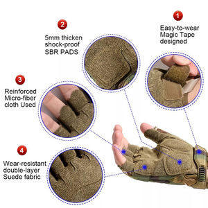 Gants tactiques en cuir véritable à demi-doigts pour activités de plein air, logo personnalisé, couleur, protection, cyclisme, vie quotidienne, pêche, chasse - Product Image 5