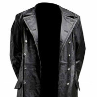 Manteau long en cuir de vache véritable pour homme de haute qualité, à double boutonnage, col rabattu, couleur unie