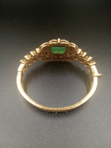 bracelet in green doublet stone and polki stone with gold layered in silver jewelry for bridal handmade bracelet for girl - Product Image 5