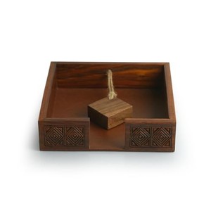 Porta Servilletas Cuadrado de Madera de Sheesham Hecho a Mano, Moderno, Ecológico, Duradero, Pulido, Color Marrón Oscuro, Venta al Por Mayor - Product Image 4