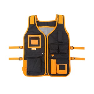 High Visibility Safety Vest Black Orange Reflective Multiple Pockets <b>Adjustable</b> <b>Straps</b> Work Utility Vest - Product Image 1