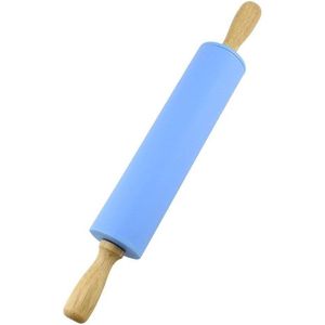 Mattarello in Silicone Blu con Superficie Antiaderente e Manico in Legno, Accessorio per Pasticceria - Product Image 1