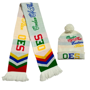 Gorro y Bufanda de Invierno de Poliéster con Símbolo de la Hermandad Eastern Star, Bordado Masónico OES, Personalizado, Casual, para Adultos - Product Image 1