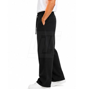 Pantalon Homme Style Urbain Décontracté, Coupe Ample et Large, Taille Élastique à Cordon, Tissu Lisse Tissé - Product Image 3