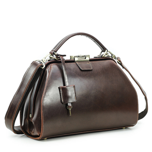 Classic Doctor Bag Genuine Leather Saffiano Pattern With Hasp Closure Shoulder Strap For Women Daily Use - Product Image 2