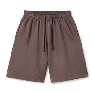Shorts de sport décontractés pour hommes de qualité supérieure, respirants, couleur unie, broderie personnalisée sur le devant, marron, 100 % coton, taille mi-haute - Product Image 1