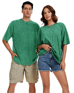 เสื้อยืดทรงหลวมแบบดรอปโชว์เดอร์ ล้างสีแบบแอซิดวอช น้ำหนัก 280 กรัม คอกลม แขนสั้น สีพื้น สไตล์วินเทจ สำหรับผู้ชายและผู้หญิง - Product Image 3