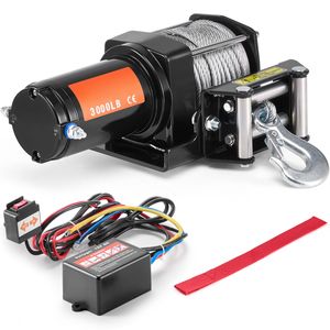 Treuil électrique 3000 lb avec câble en acier 12 V CC 3/16 x 39 pi à 7 brins, rouleau de guidage de câble pour ATV/UTV, capacité de charge 12000 lb - Product Image 3