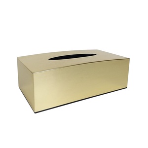 Caja de pañuelos de plástico metálico dorado - Product Image 1