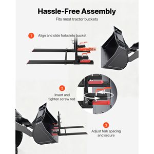 Forche per Trattore Resistenti da 4000 Libbre, Forche per Pallet da 60 Pollici con Barra Anti-Ribaltamento Regolabile, Capacità di Carico di 2,5 Tonnellate - Product Image 5
