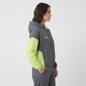 Oversized Women's <b>Lightweight</b> Nylon Full Zip <b>Hoodie</b> Two Tone Breathable Casual Hooded Jacket Long Sleeve - Product Image 3