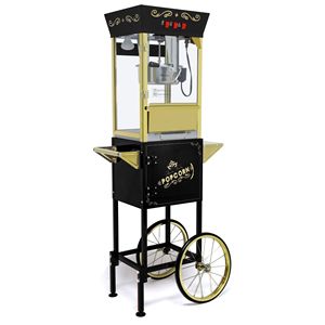 Carrello Vintage per Macchina Popcorn da 12oz con Pentola in Acciaio Inossidabile e Motore, Stile Cinema - Product Image 1