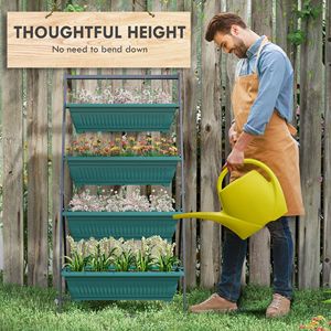 Support de Jardin Vertical Classique à 4 Niveaux, Vert, pour Extérieur, avec 4 Bacs pour Légumes et Fleurs, Idéal pour Systèmes Hydroponiques - Product Image 5