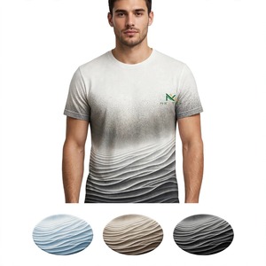 Camiseta Personalizada con Estampado Completo en Degradado de Dunas de Arena Blancas y Negras, Camiseta de Algodón para Hombre, Estilo Urbano, Arte Abstracto, Venta al Por Mayor OEM - Product Image 6