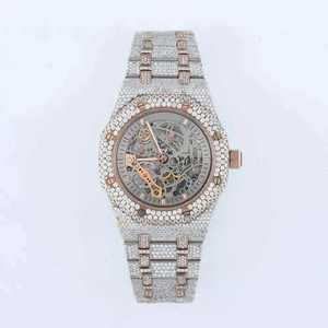 Reloj Automático Personalizado con Moissanita VVS, Unisex, 46 mm, Digital, de Lujo, Alta Calidad, Cuadrado, Correa de Cuero y Acero Inoxidable - Product Image 2