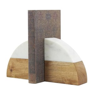Elegant Hand-Carved Mango Wood Floral <b>Bookends</b> - Wholesale B2B - Product Image 2