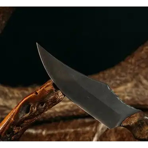 Couteau de chasse artisanal en acier carbone, lame de 9 pouces, bord biseauté, manche en bois, non réglable - Product Image 2