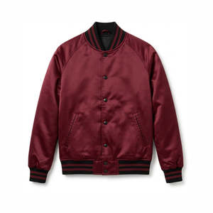 Chaqueta Varsity de Satén con Logotipo Personalizado en Color y Talla, con Patrón de Letras, Tela de Lona, Estilo Urbano, Ecológica y Resistente al Viento - Product Image 1