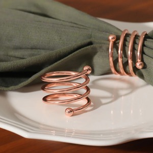 Elegant Rose Gold Swirl Metal Napkin Rings Set for Modern <b>Table</b> Decor Sophisticated <b>Copper</b> Finish Spiral Napkin Holder - Product Image 5