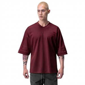 Camiseta de Baloncesto de Malla con Cuello en V y Manga Tres Cuartos para Hombre, Blanca, Ajuste Holgado, Transpirable, Ropa Deportiva para Todas las Temporadas, Color Sólido - Product Image 4
