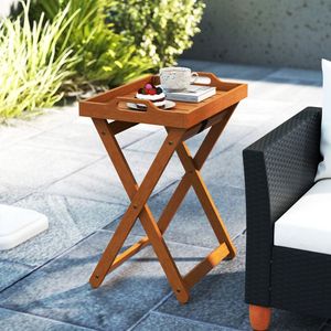 Tavolino Laterale Portatile in Legno per Esterni con Telaio Pieghevole - Product Image 3