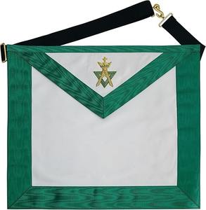 Tablier maçonnique 100% cuir d'agneau, fait main, pour membre du grade AMD - Vert - Product Image 4