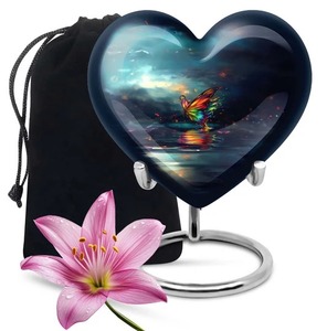 Urna de cremación para siempre conmemorativa de corazón de mamut de alta calidad más vendida para cenizas humanas con soporte y bolsa de terciopelo gratis - Product Image 5