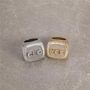 Men's 22k <b>Gold</b> Plated Diamond <b>Cocktail</b> <b>Ring</b> Shield Shape Pave Setting Luxury Jewelry - Product Image 5