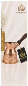 Cafetière turque en cuivre gravée à la main, Cezve Ibrik, cafetière arabe pour cuisinière, poignée en bois, pot à lait traditionnel - Product Image 1