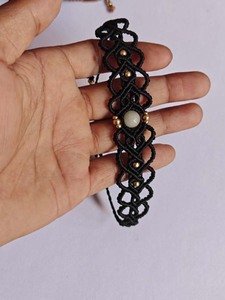 Handmade Macrame Gemstone Cuff <b>Bracelets</b> Boho <b>Adjustable</b> Knotted Women's Jewelry Natural Stone Bezel Setting Geometric Pattern - Product Image 2